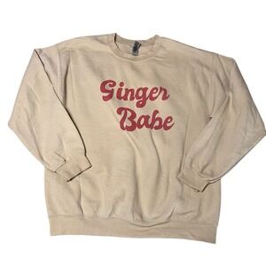 Women's Large‎ Heavy Blend Sweatshirt Off White Ginger Babe Long Sleeve Glidan